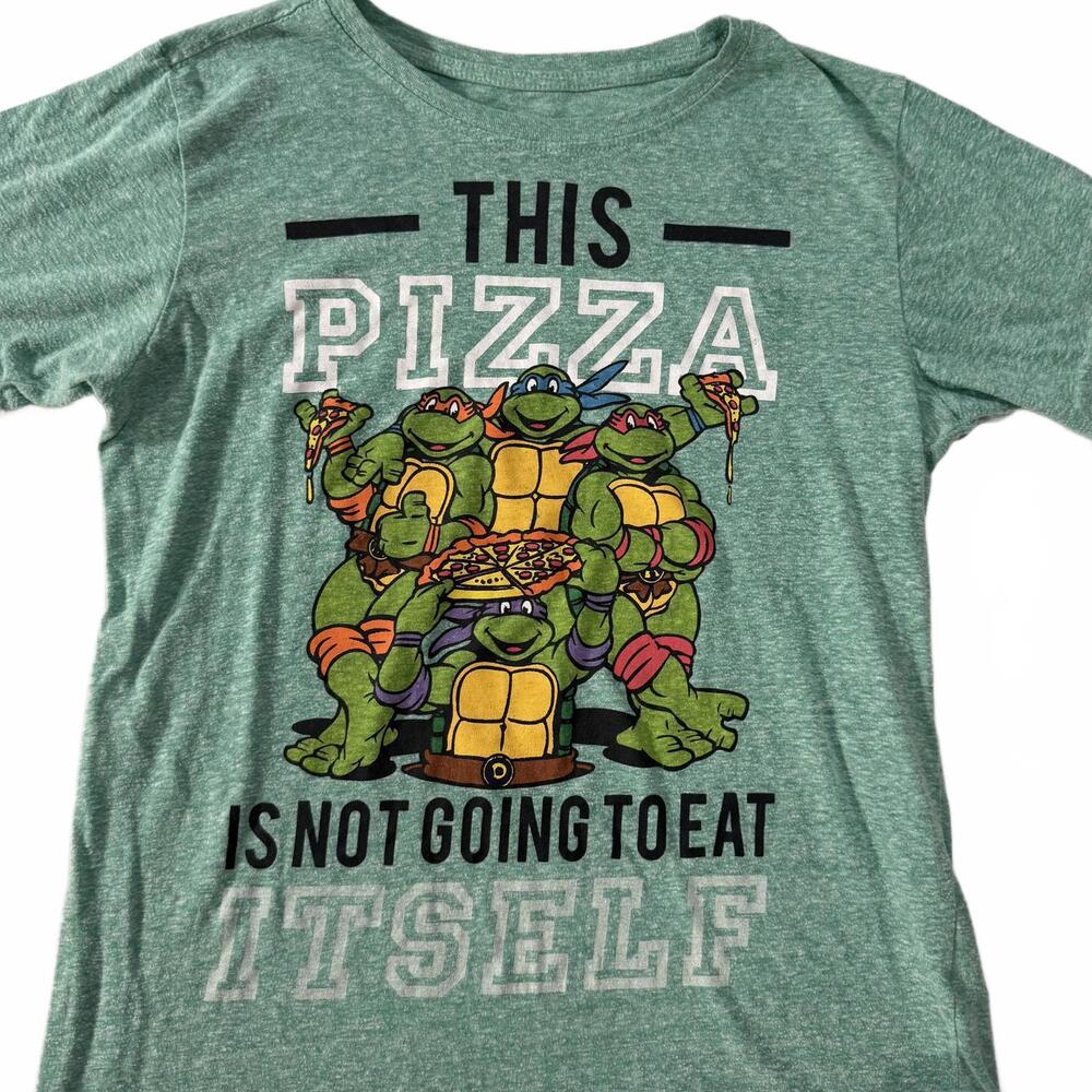 Teenage Mutant Ninja Turtles TMNT Youth M 7/8 Short Sleeve Green Eat Pizza‎